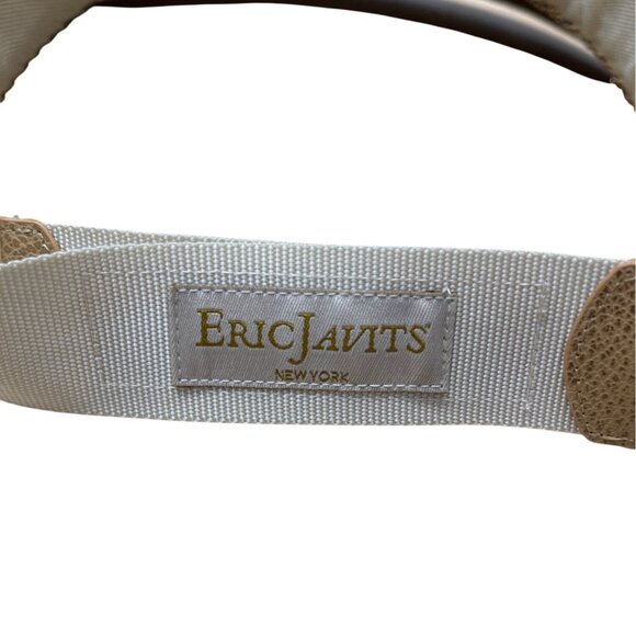 Eric Javits Beige Squishee Visor Hat With Adjustable Strap & Gold Button Detail - Picture 5 of 11